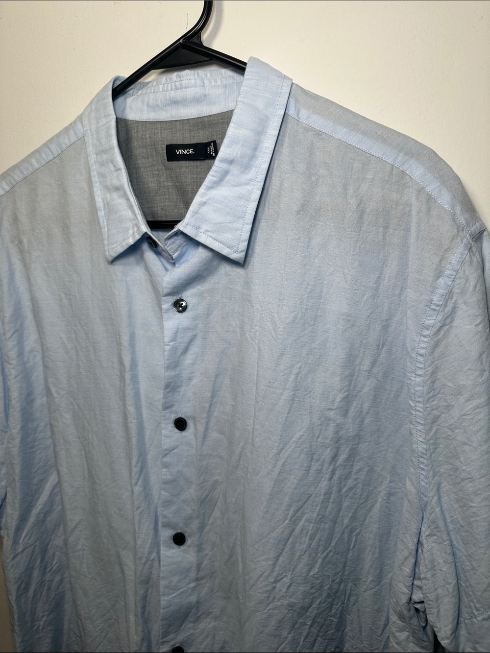 Vince Light Blue Linen Blend Short Sleeve Button Up Shirt Men’s XXL Resort - Picture 8 of 14